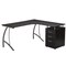 Homeroots 59" Espresso Wood and Stainless Steel L Shape Computer Desk With Two Drawers 723746 - alternate 1