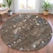 Homeroots 8' Chocolate And Beige Round Abstract Washable Indoor Outdoor Area Rug 631169 - alternate 3