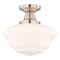 Vaxcel Eastgate 12-in Satin Nickel Schoolhouse Semi-Flush Ceiling Light with Frosted Opal Glass C0352 - alternate 1