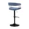 Homeroots Blue and Black Fabric with Metal Swivel Adjustable Height Bar Chair 534475 - alternate 5