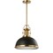 Jonathan Y Homer 13" 1-Light Modern Industrial Metal LED Dome Pendant, Black/Brass Gold JYL9536A - alternate 11