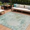 Homeroots 8' X 10' Beige Teal Blue And Ivory Abstract Washable Indoor Outdoor Area Rug 630810 - alternate 1