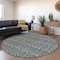 Homeroots 8' Round Blue and Cream Round Damask Washable Non Skid Indoor Outdoor Area Rug 563867 - alternate 6