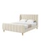 Homeroots Beige Solid Wood King Tufted Upholstered Velvet Bed Frame 544847 - alternate 1