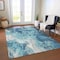 Homeroots 10' X 14' Teal Blue And Ivory Abstract Washable Indoor Outdoor Area Rug 617805 - alternate 5