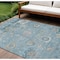 Homeroots 10' X 14' Teal Blue And Aqua Floral Washable Indoor Outdoor Area Rug 609521 - alternate 1