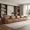 Homeroots 166" Chestnut Top Grain Leather Reclining Metal USB Sofa 720375 - alternate 4