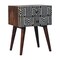 Homeroots 23" Black White And Brown Solid Wood Geometric Bone Inlay Two Drawer Nightstand 651501 - alternate 4