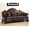 Homeroots 89" Dark Brown Faux Leather and Chenille Sofa And Toss Pillows 490996 - alternate 3