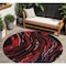 Homeroots 8' Black Red And Gray Round Abstract Washable Indoor Outdoor Area Rug 600212 - alternate 1