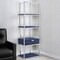 Homeroots 68" Navy Blue Stainless Steel Four Tier Etagere Bookcase with a drawer 544739 - alternate 1