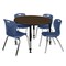 Regency Round Kee Adjustable Classroom Table W/ 4 Andy Stack Chairs, 48 in W, 48 in L, Neo Walnut TB48RNDNWAPBK40NV - alternate 1