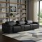 Homeroots 134" Black Italian Leather Reclining Metal USB Sofa 720293 - alternate 4