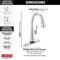 Delta Single Handle Pull Down Bar/Prep Faucet With Touch2O Technology 9979T-DST - alternate 2