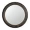 Homeroots 24" Dark Brown Distressed Wood Round Framed Accent Mirror 484986 - alternate 1