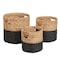 Happimess Avery Bohemian Cottage Handwoven Hyacinth Cylinder Nesting Baskets w/Handles, Natural/Black, Set of BSK2011D-3SET - alternate 1