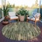 Homeroots 8' Olive Green And Dark Olive Green Round Striped Washable Indoor Outdoor Area Rug 608960 - alternate 8