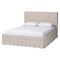 Baxton Studio Astin Platform Bed with Pleated Skirt- Fabric Upholstered Bed Frame with Panel Headboard, Queen 266-14582-ZORO - alternate 1