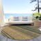 Homeroots 8' Wheat Brown And Teal Blue Round Striped Washable Indoor Outdoor Area Rug 614853 - alternate 5