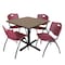 Regency Square Cain Breakroom Table W/ 4 M Stack Chairs, 42 in W, 42 in L, Noble Oak TB4242NO47BY - alternate 1