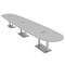 Skutchi Designs Boval Conference Table With Power Unit, 48 in W, 216 in L, Grey HAR-BOVL-48X216-DOU-U779-ESIL - alternate 1