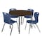 Regency Round Kee Adjustable Classroom Table W/ 4 Andy Stack Chairs, 48 in W, 48 in L, Neo Walnut TB48RNDNWAPGY40NV - alternate 1