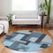Homeroots 8' Sky Blue Denim Blue And Gray Round Geometric Washable Indoor Outdoor Area Rug 613237 - alternate 5