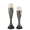 Homeroots Black Silver and Bronze Polyresin Abstract Centerpiece Pillar Candle Holders With Candle, 2PK 468851 - alternate 1