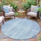 Homeroots 8' Mint Green And Ivory Round Striped Washable Indoor Outdoor Area Rug 631547 - alternate 6
