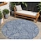 Homeroots 8' Navy Blue And Ivory Round Floral Washable Indoor Outdoor Area Rug 594643 - alternate 1