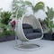 Leisuremod Mendoza Light Grey Wicker Hanging 2 person Egg Swing Chair with Black Cushions MSCLGR-53BL - alternate 10