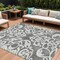 Homeroots 9' X 12' Gray And Ivory Damask Washable Indoor Outdoor Area Rug 614435 - alternate 1
