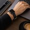 Elegani Leather Band Compatible with Apple Watch 45mm, Black, Silver, Black, Yellow Gold, Rose Gold Buckle SVLTQR-BLK-45 - alternate 4