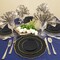Smarty Had A Party 7.5" Black with Gold Rim Round Blossom Disposable Plastic Appetizer/Salad Plates (120 Plates), 120PK 4847BG-CASE - alternate 7