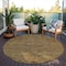 Homeroots 8' Brown And Tan Round Floral Washable Indoor Outdoor Area Rug 604206 - alternate 6