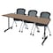 Regency Kobe T-Base Training Seminar Table W/ 2 Cadence Stack Chairs, 84 in W, 24 in L, Noble Oak MKTRCT8424NO23BK - alternate 1