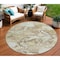 Homeroots 8' Taupe And Ivory Round Abstract Washable Indoor Outdoor Area Rug 609842 - alternate 1