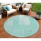Homeroots 8' Teal Blue Aqua And Ivory Round Striped Washable Indoor Outdoor Area Rug 581679 - alternate 1