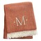 Homeroots 55" X 70" Terra Cotta White Herringbone Cotton Blend M Initial Throw Blanket w/ Tassels Embroidery 680597 - alternate 1
