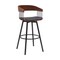 Homeroots 31" Black Faux Leather And Metal Swivel Bar Height Bar Chair 534455 - alternate 1