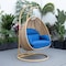 Leisuremod Mendoza Light Brown Wicker Hanging 2 person Egg Swing Chair with Blue Cushions MSCLBR-53BU - alternate 7