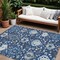 Homeroots 9' X 12' Navy Blue Charcoal And Ivory Damask Washable Indoor Outdoor Area Rug 599440 - alternate 1
