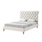 Homeroots Cream Solid Wood Twin Tufted Upholstered Linen Bed with Nailhead Trim 544885 - alternate 1