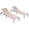 Leisuremod Marlin Patio Chaise Lounge Chair with Grey Aluminum Frame, Light Brown, 2PK MLGR-77LBR2 - alternate 1