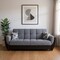 Homeroots 93" Black Gray Chenille And Faux Leather Convertible Futon Sleeper Sofa w/ Toss Pillows And Storage 607160 - alternate 5