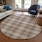 Homeroots 8' Brown Beige And Gold Round Plaid Washable Indoor Outdoor Area Rug 597095 - alternate 9