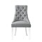 Homeroots Set of Two Tufted Light Gray and Clear Upholstered Linen Dining Side Chairs 543514 - alternate 7