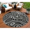 Homeroots 8' Black And Ivory Round Geometric Washable Indoor Outdoor Area Rug 631373 - alternate 1