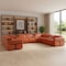 Homeroots Camel Italian Leather Power Reclining U Shaped Twelve Piece Sectional With Console 634660 - alternate 11