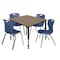 Regency Square Kee Adjustable Classroom Table W/ 4 Andy Stack Chairs, 48 in W, 48 in L, Noble Oak TB4848NOAPBK40NV - alternate 1